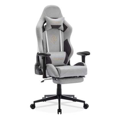 STARUZI Ergonomic Gaming Chair 180 kg Load Capacity, Computer Chair Made of Imitation Suede Fabric for Children/Boy Girls/Adults, Gray Office Chair with Footrest (Gray)