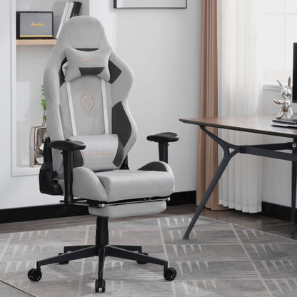 STARUZI Ergonomic Gaming Chair 180 kg Load Capacity, Computer Chair Made of Imitation Suede Fabric for Children/Boy Girls/Adults, Gray Office Chair with Footrest (Gray)