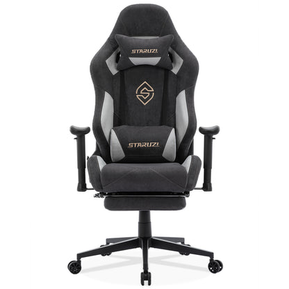 STARUZI Ergonomic Gaming Chair 180 kg Load Capacity, Computer Chair Made of Fabric for Children/Boy Girls/Adults, Gray Office Chair with Footrest (Black)